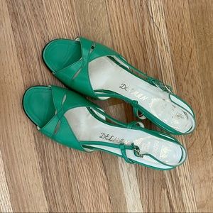 Vintage Delman Green Leather Heels
